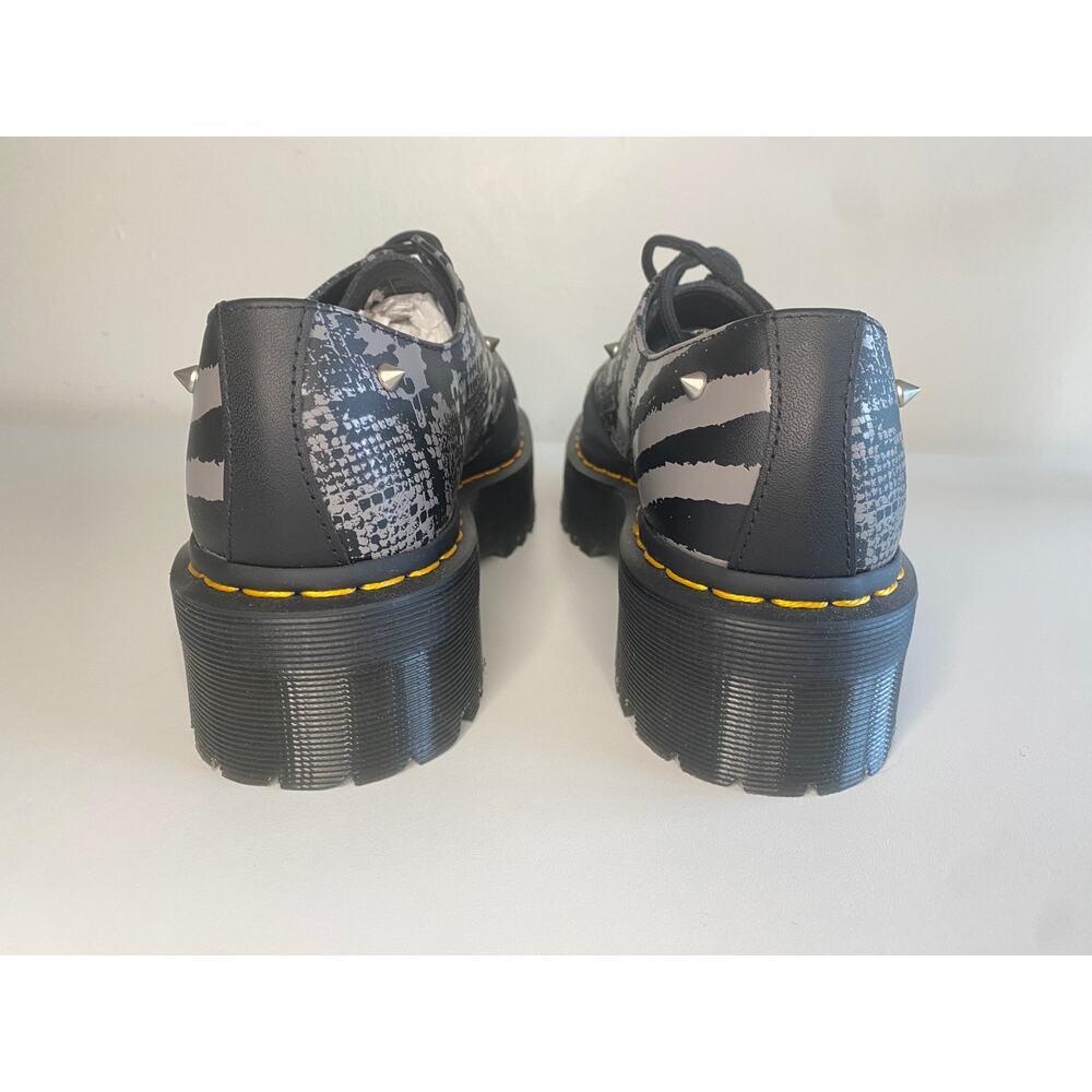 DR MARTENS 1461 Quad Animal Clash Studded Platform Shoe Size W9 M8 Black Gray - Picture 8 of 12